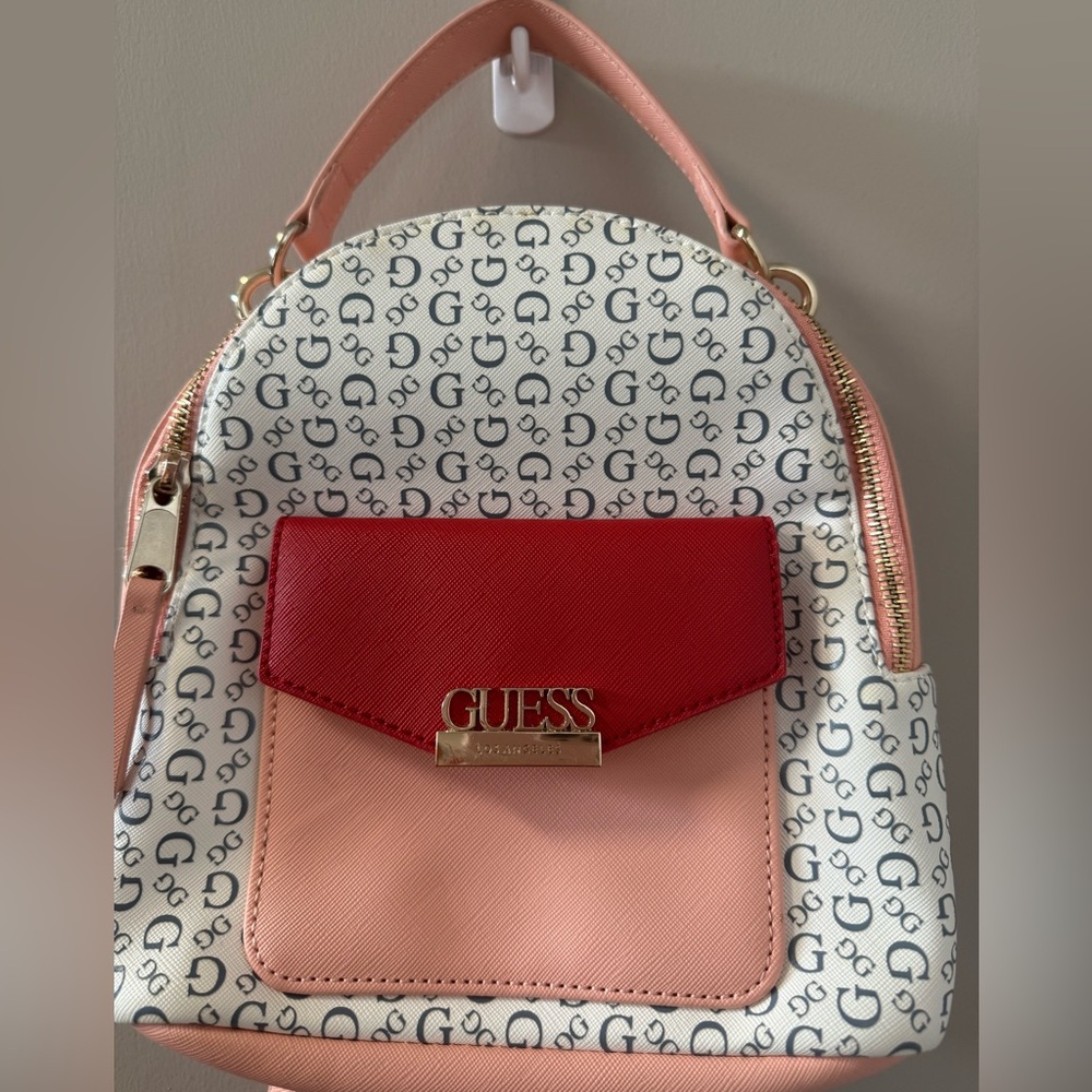 GUESS Backpack with Pink/Red Accent